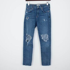 Agolde Sophie High Rise Skinny Crop Distressed Denim Jeans Womens‎ Size 26